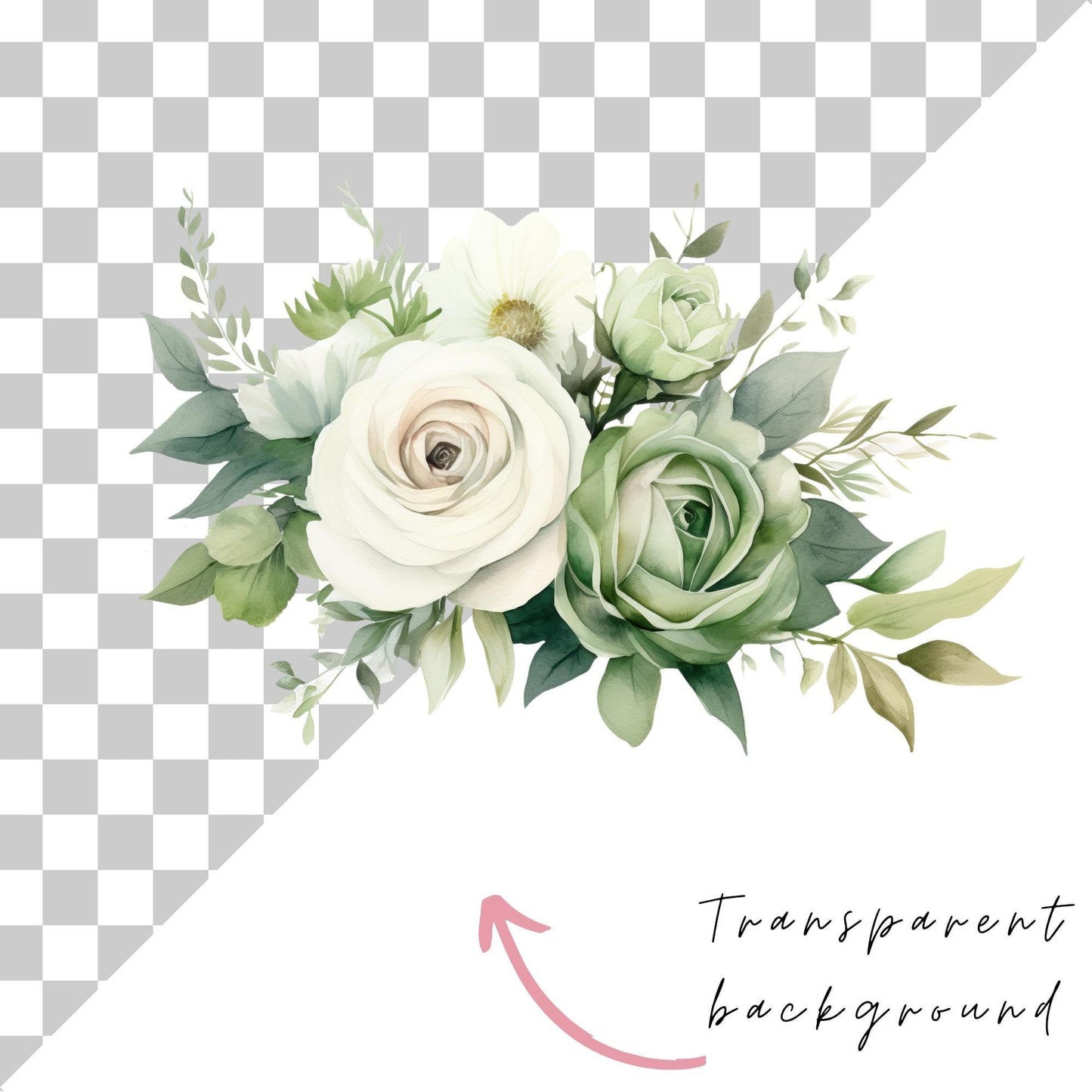 Sage Green Floral Clipart