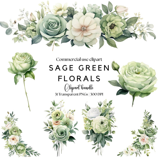 Sage Green Floral Clipart