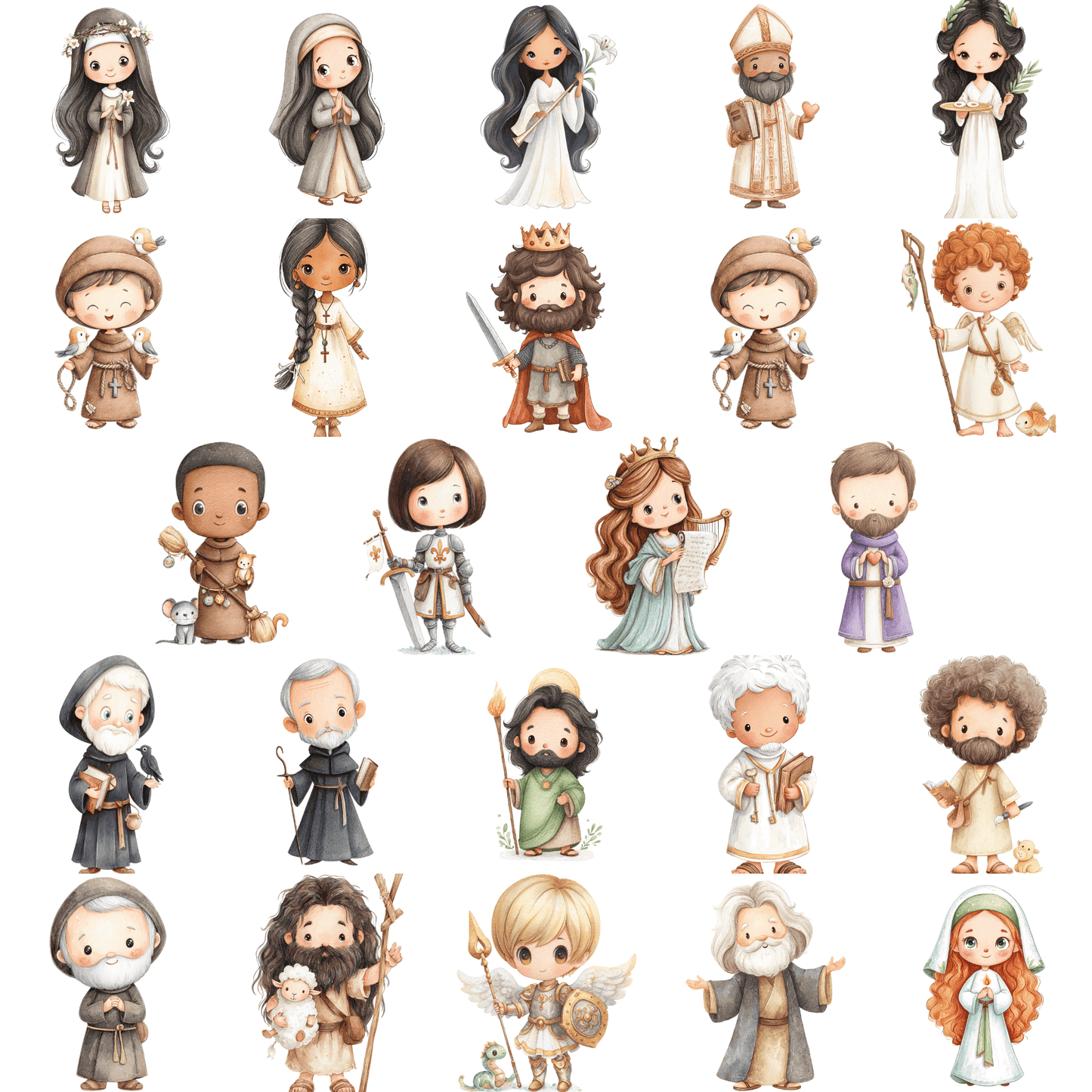 Saints Clipart Bundle | Catholic Saints PNG Collection | Christian Commercial Use Clipart for Kids Printables