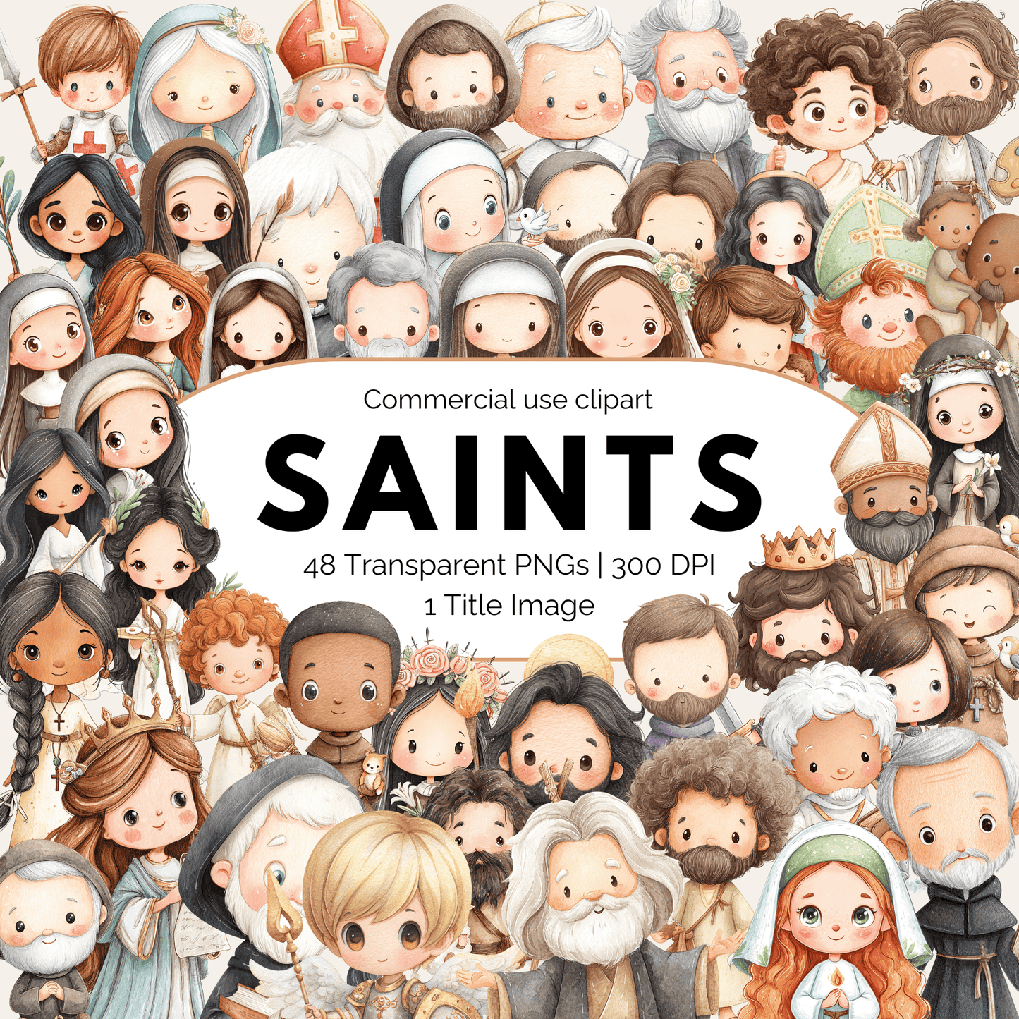 Saints Clipart Bundle | Catholic Saints PNG Collection | Christian Commercial Use Clipart for Kids Printables