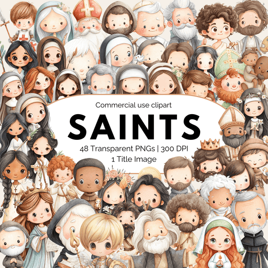 Saints Clipart Bundle | Catholic Saints PNG Collection | Christian Commercial Use Clipart for Kids Printables