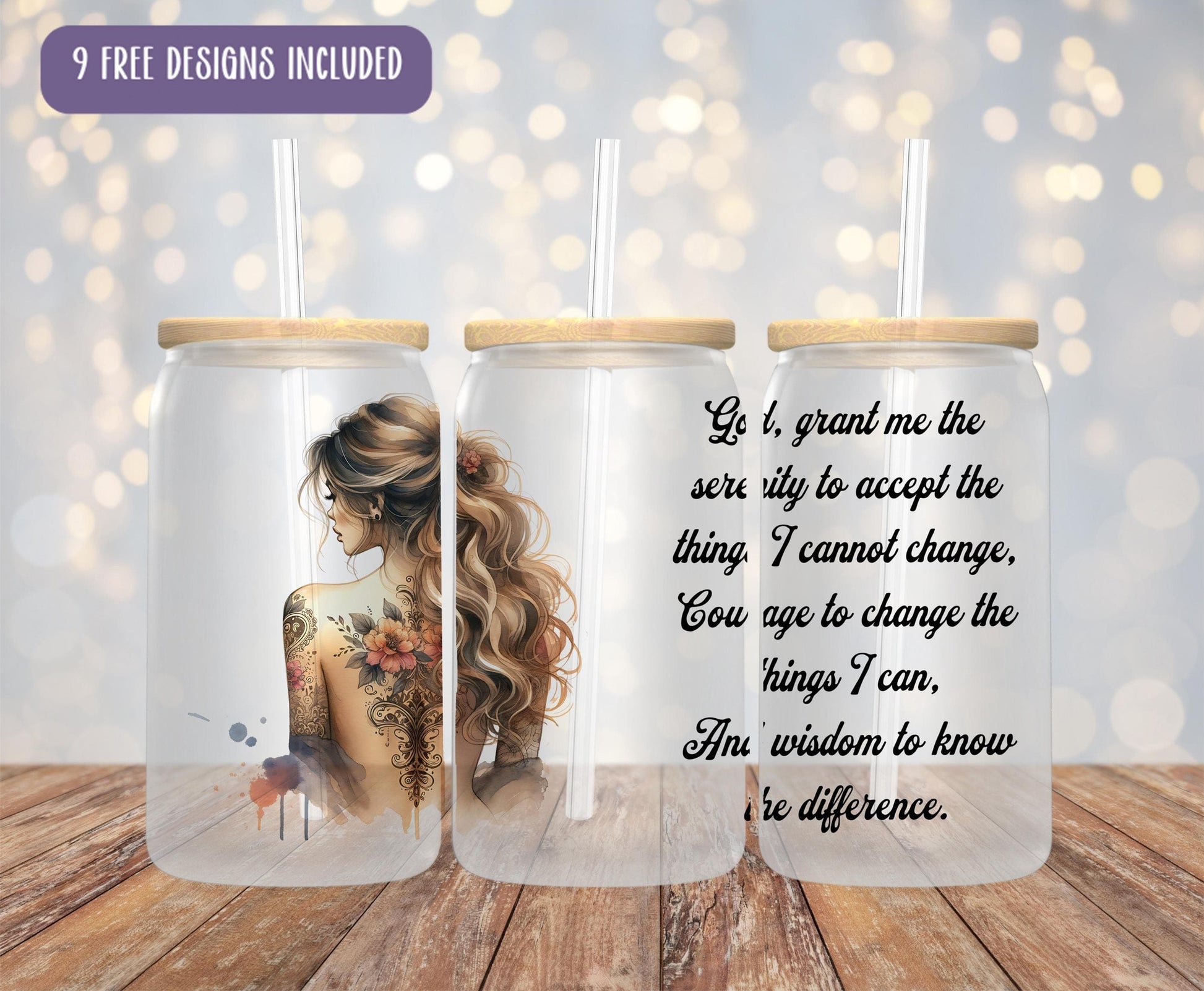 a couple of cups with a picture of a woman on them