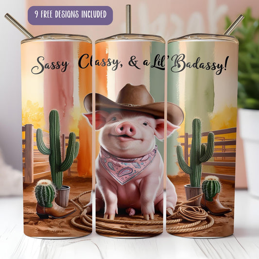 a couple of cans with a picture of a pig on them