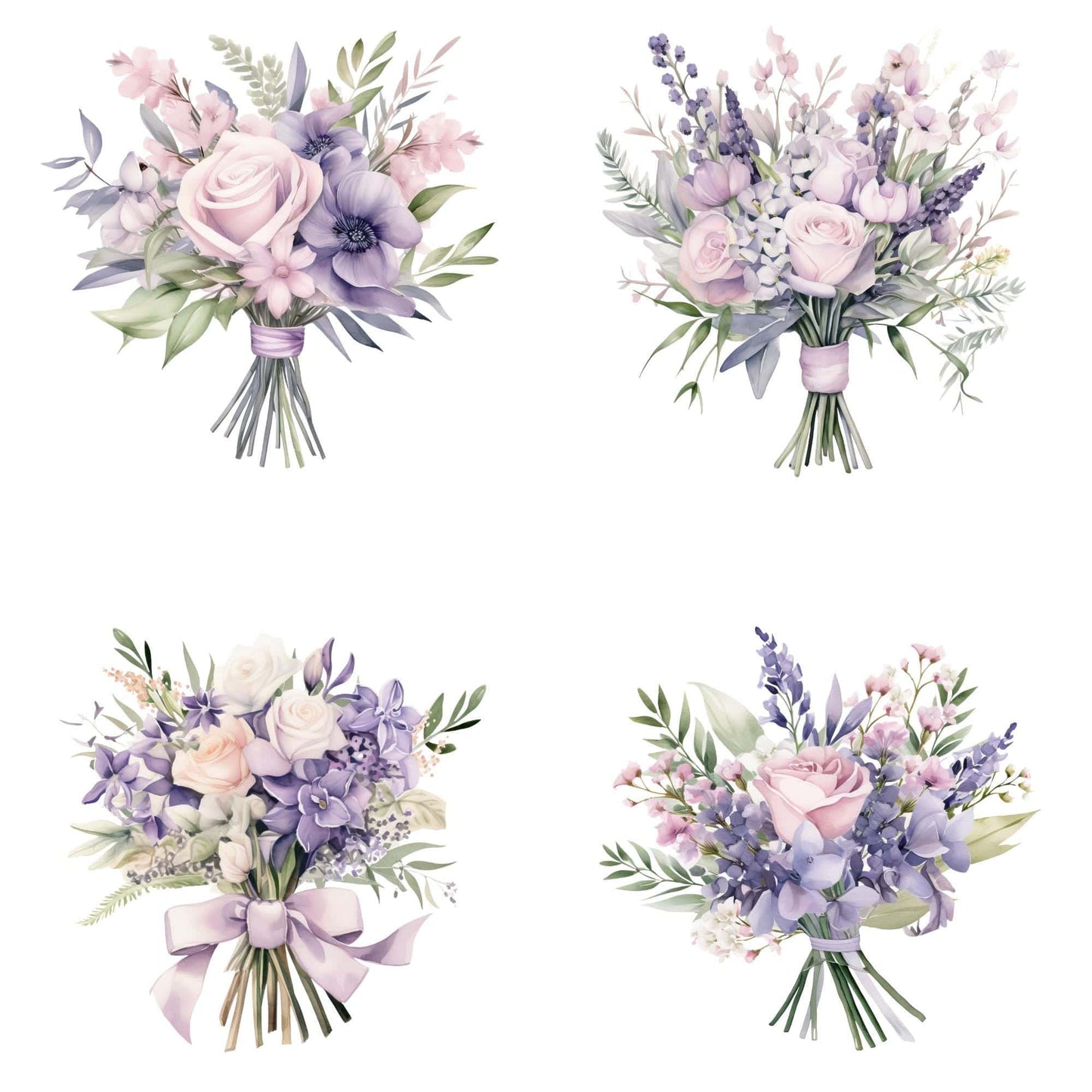 Soft Lavender & Blush Floral Clipart