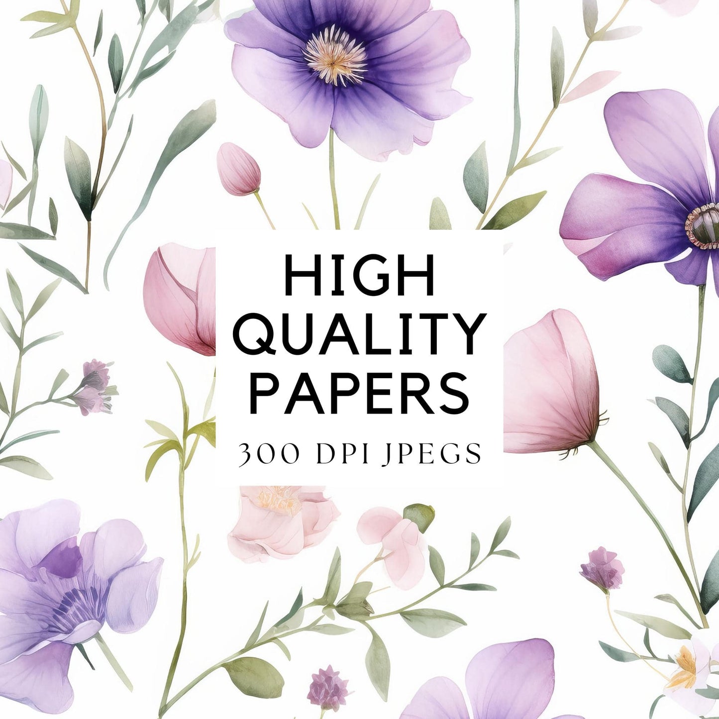 Soft Lavender & Blush Floral Digital Papers