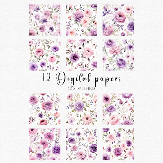 Soft Lilac Dream Florals Digital Papers