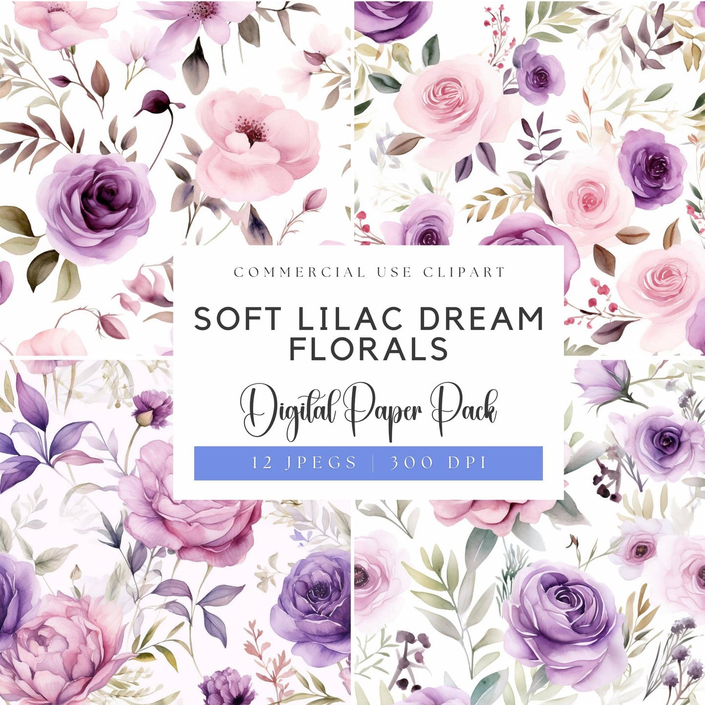 Soft Lilac Dream Florals Digital Papers