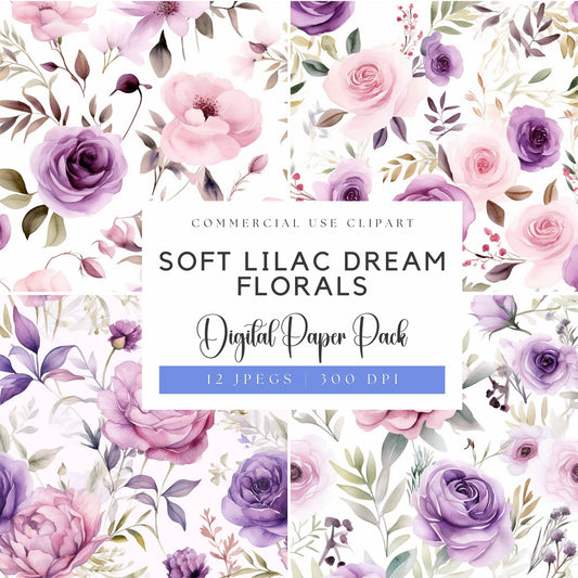 Soft Lilac Dream Florals Digital Papers