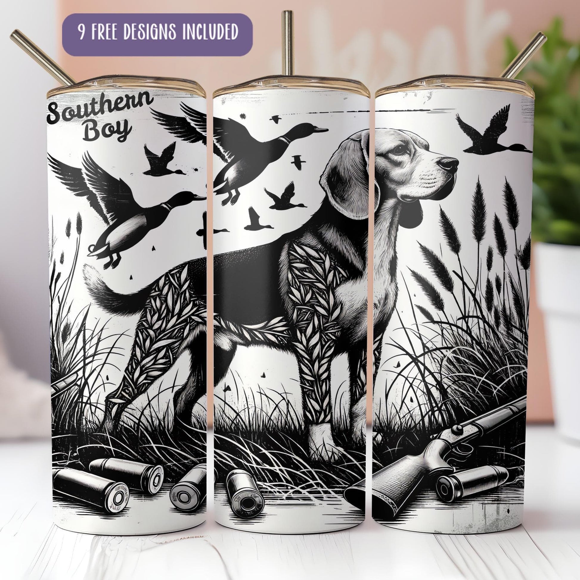 a couple of cups with a dog on them