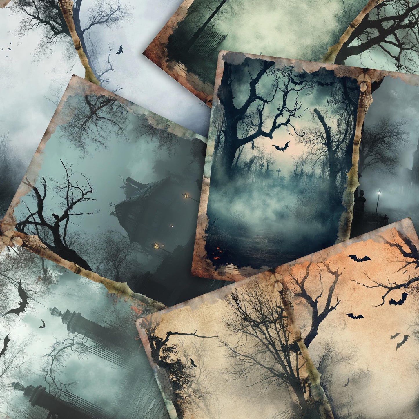 Spooky Scenes Junk Journal Pages