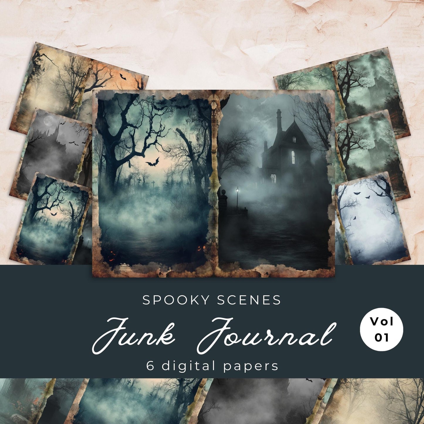 Spooky Scenes Junk Journal Pages