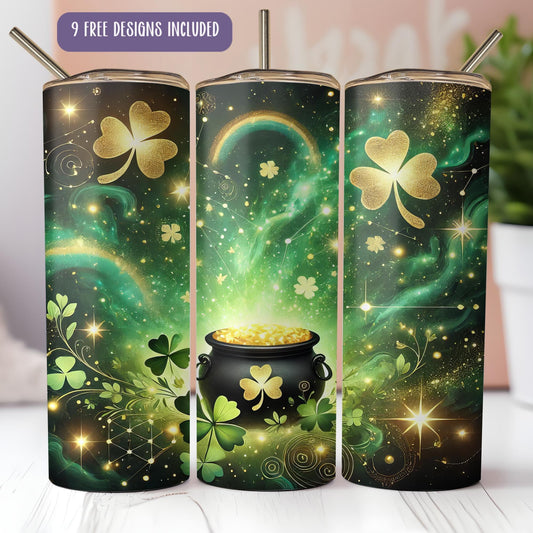 a set of three st patrick's day can coolers with shamrocks and