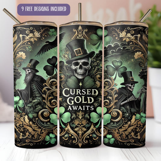 a set of three cans with a skull in a top hat