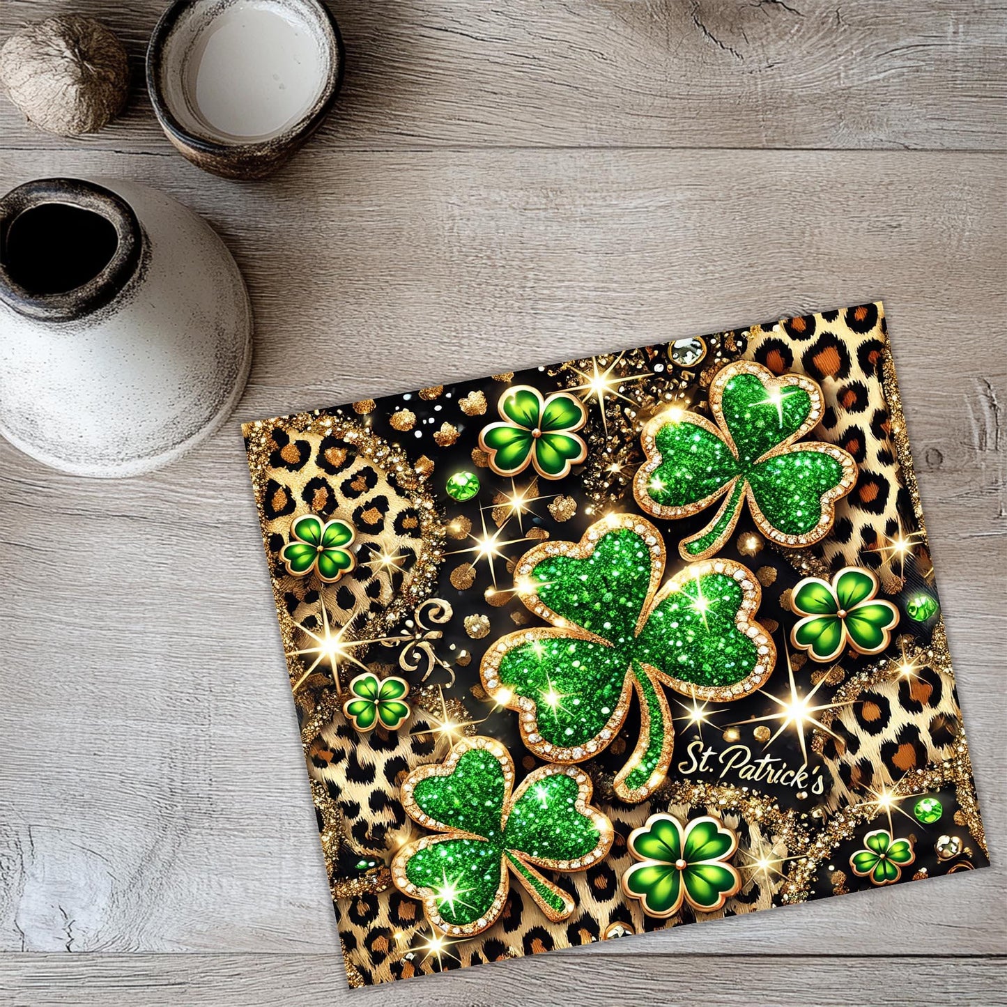 a st patrick's day greeting card with shamrocks