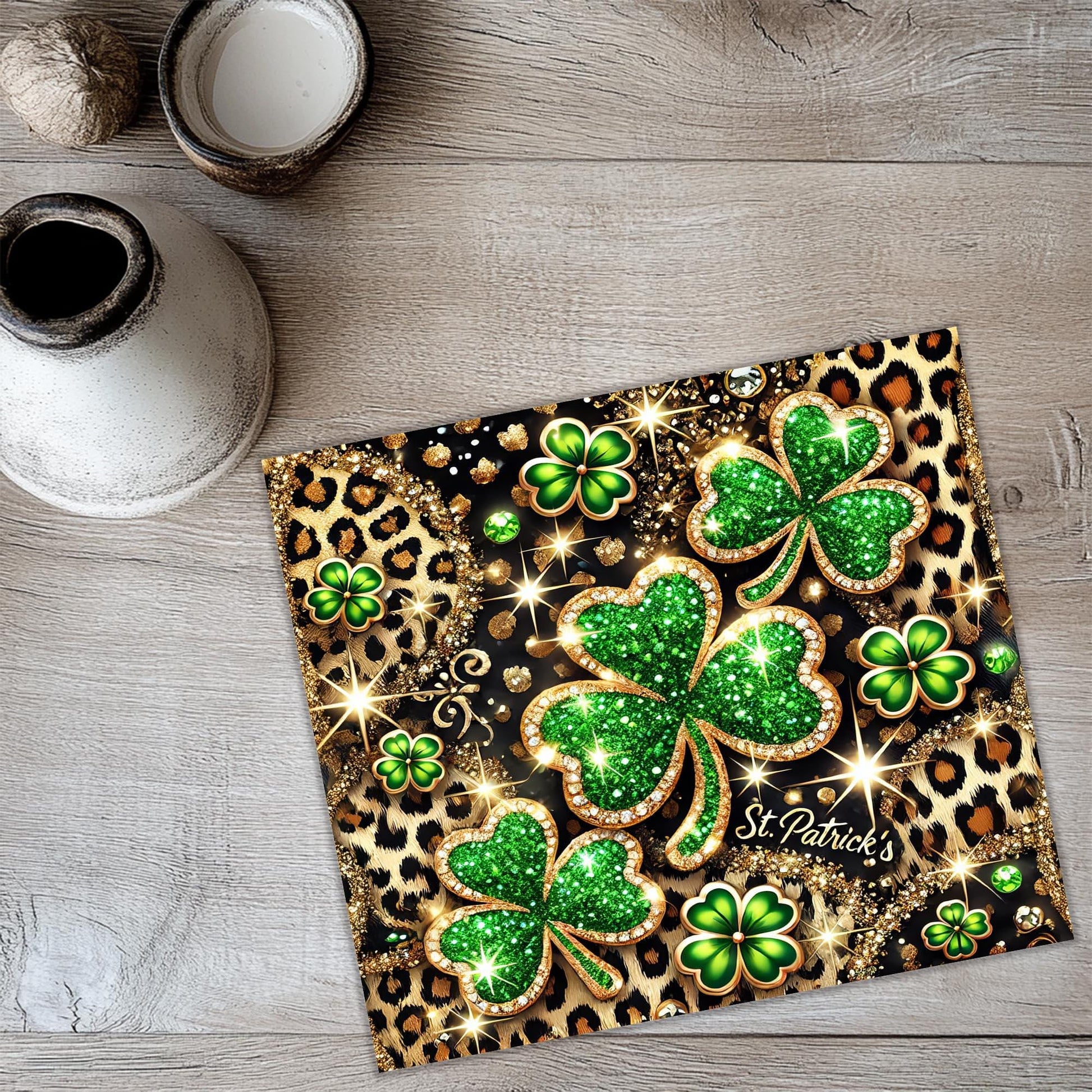 a st patrick's day greeting card with shamrocks