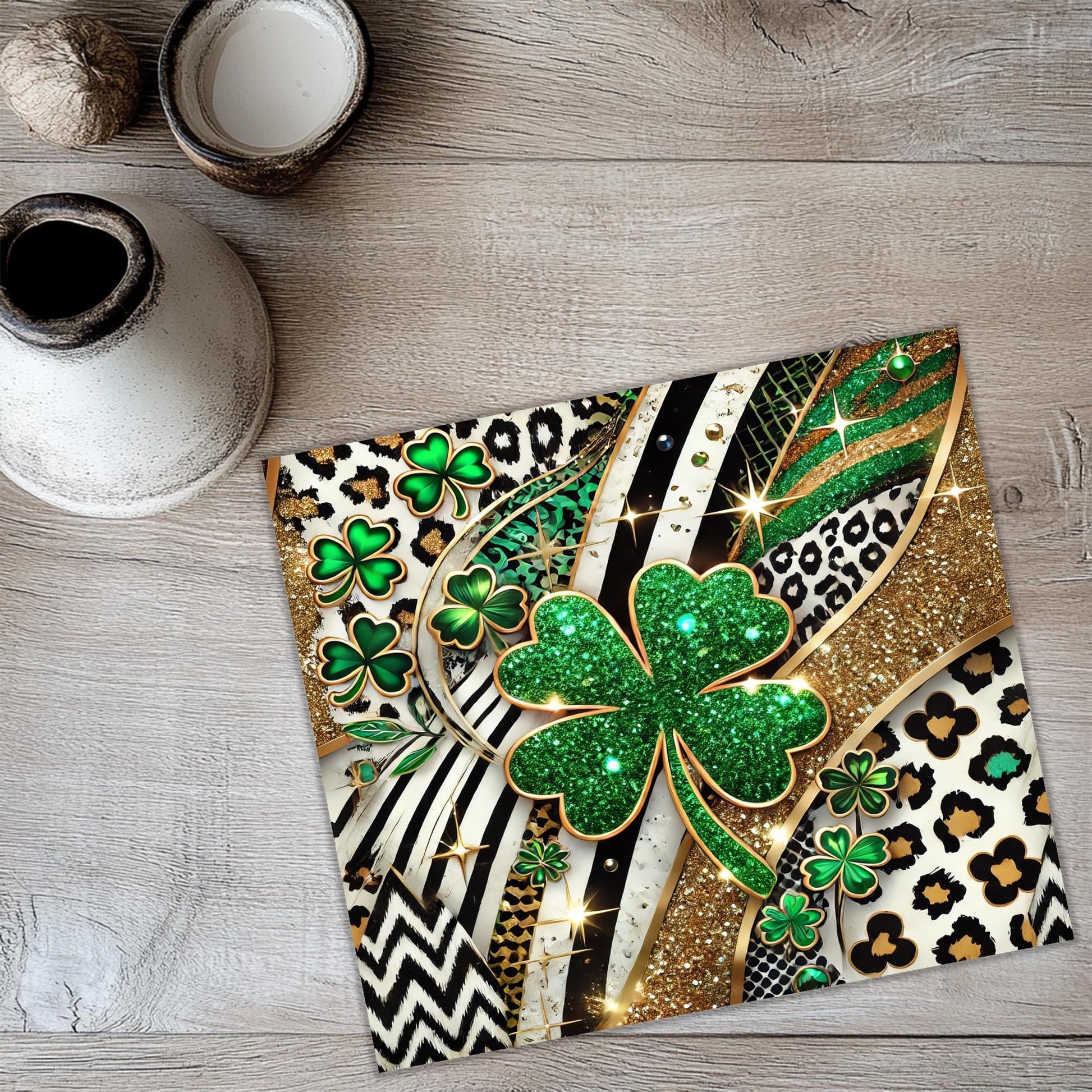 a st patrick's day coaster on a table