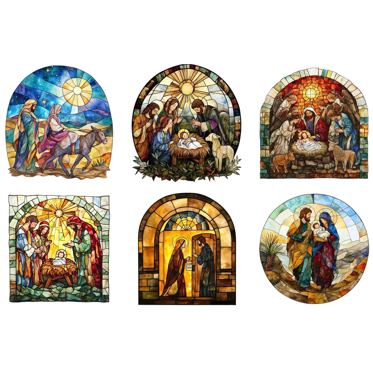Stained Glass Nativity Clipart