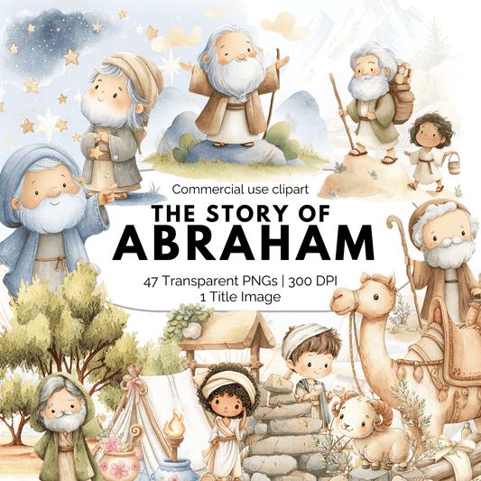 Story of Abraham Clipart Pack – Bible Kids Clipart PNG, Christian Printable Graphics, Sunday School Clipart, Commercial Use