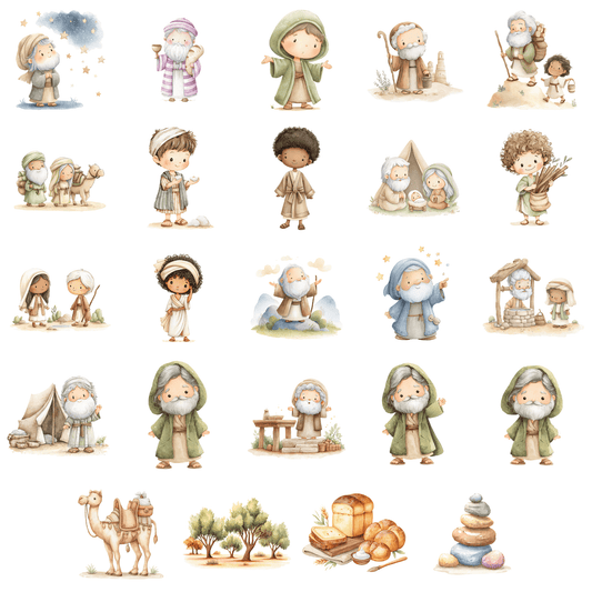 Story of Abraham Clipart Pack – Bible Kids Clipart PNG, Christian Printable Graphics, Sunday School Clipart, Commercial Use