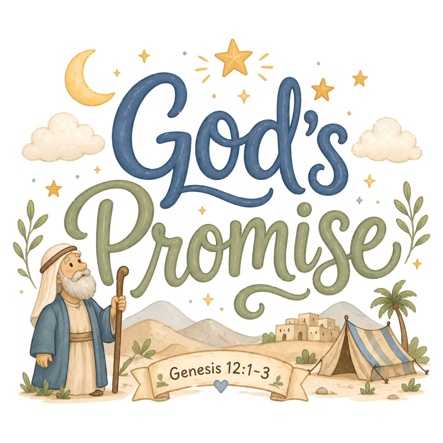 Story of Abraham Clipart Pack – Bible Kids Clipart PNG, Christian Printable Graphics, Sunday School Clipart, Commercial Use