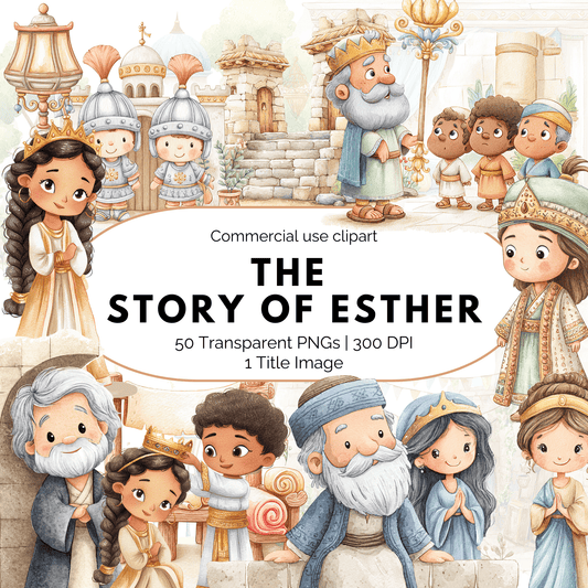 Story of Esther Clipart – Bible Story PNG, Christian Kids Clipart, Sunday School Graphics, Commercial Use