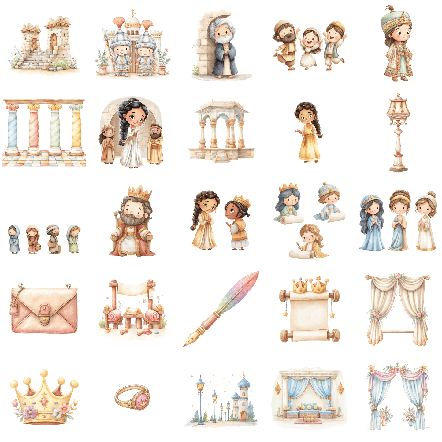 Story of Esther Clipart – Bible Story PNG, Christian Kids Clipart, Sunday School Graphics, Commercial Use