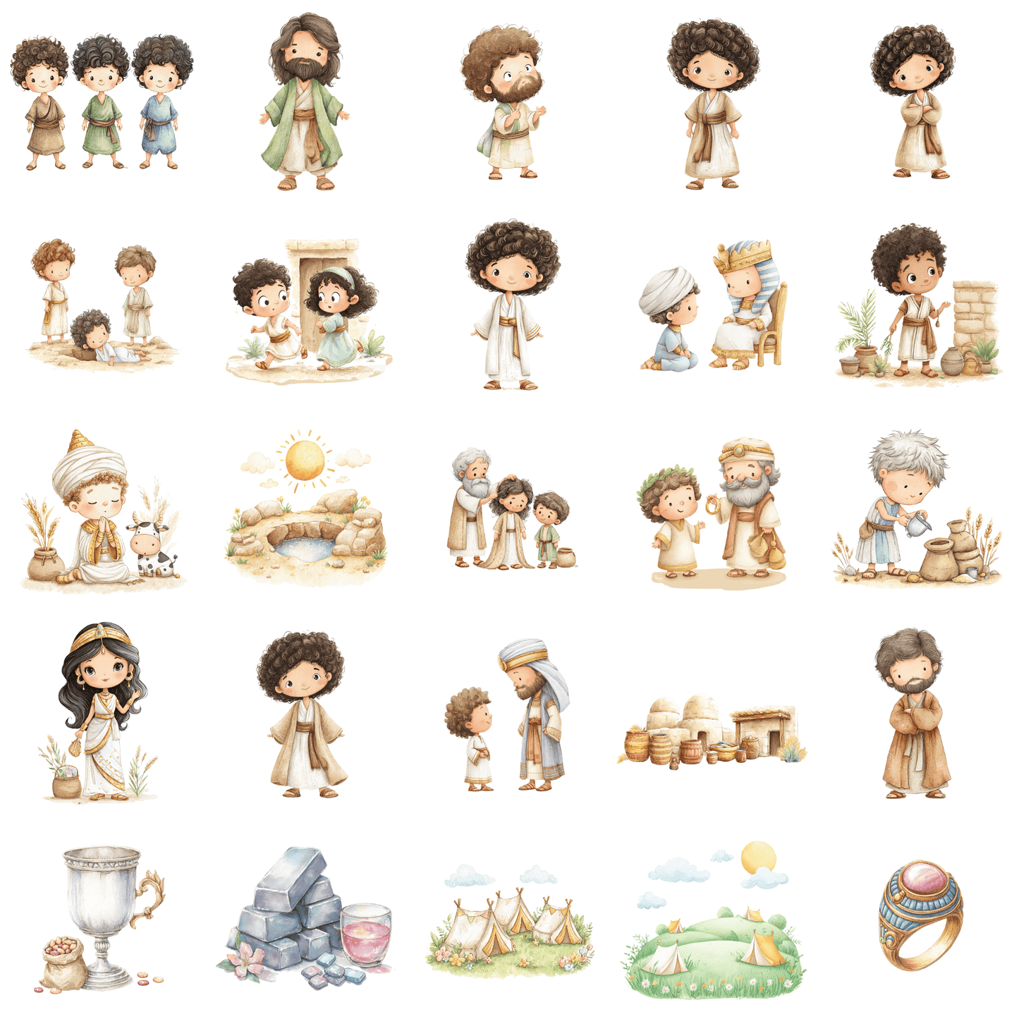 Story of Joseph Clipart – Bible Story PNG, Christian Kids Clipart, Sunday School Graphics, Commercial Use