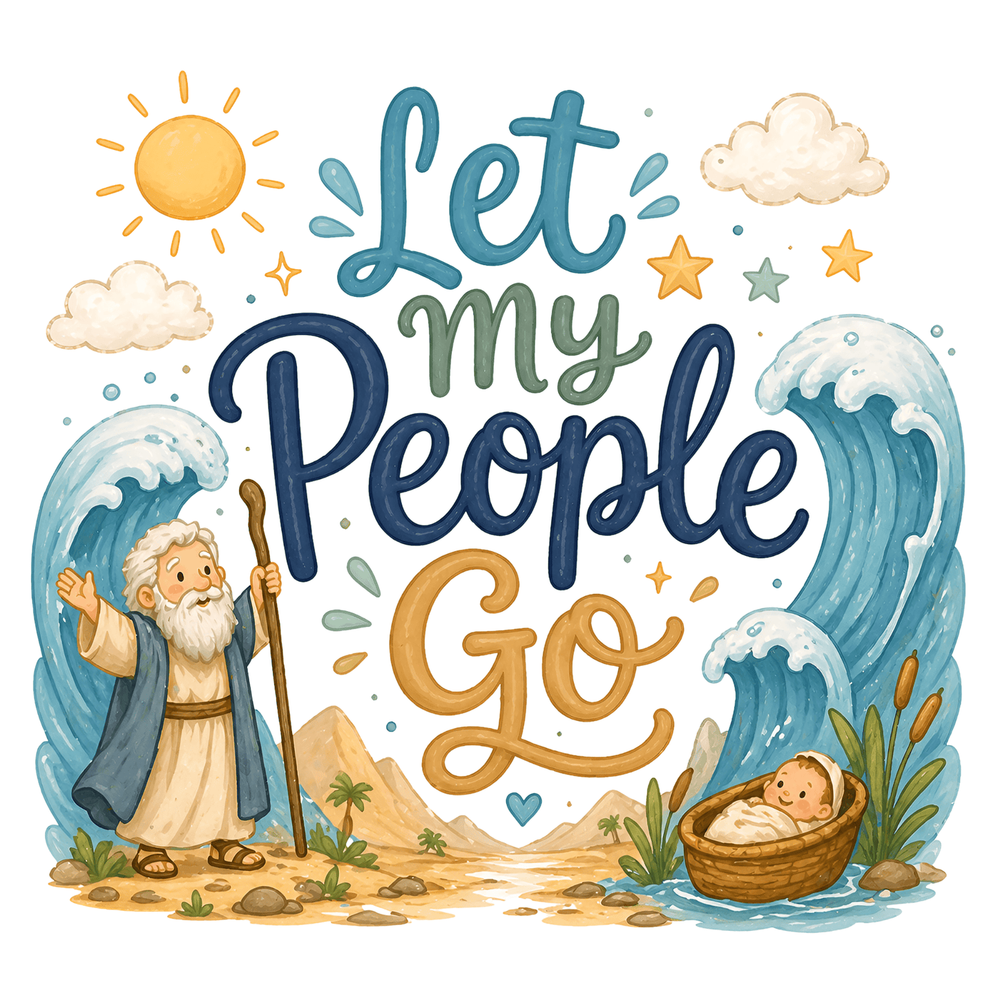Story of Moses Clipart – Bible Story PNG, Christian Kids Clipart, Sunday School Graphics, Commercial Use