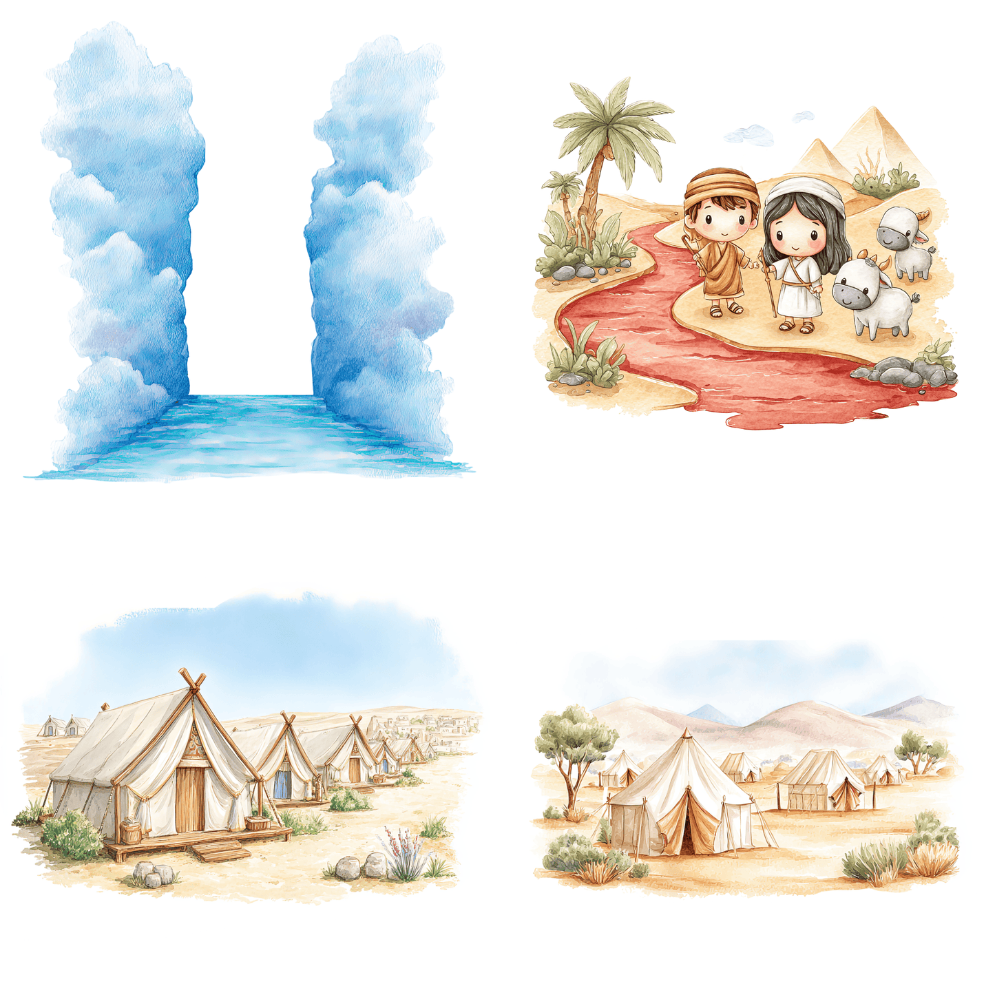 Story of Moses Clipart – Bible Story PNG, Christian Kids Clipart, Sunday School Graphics, Commercial Use