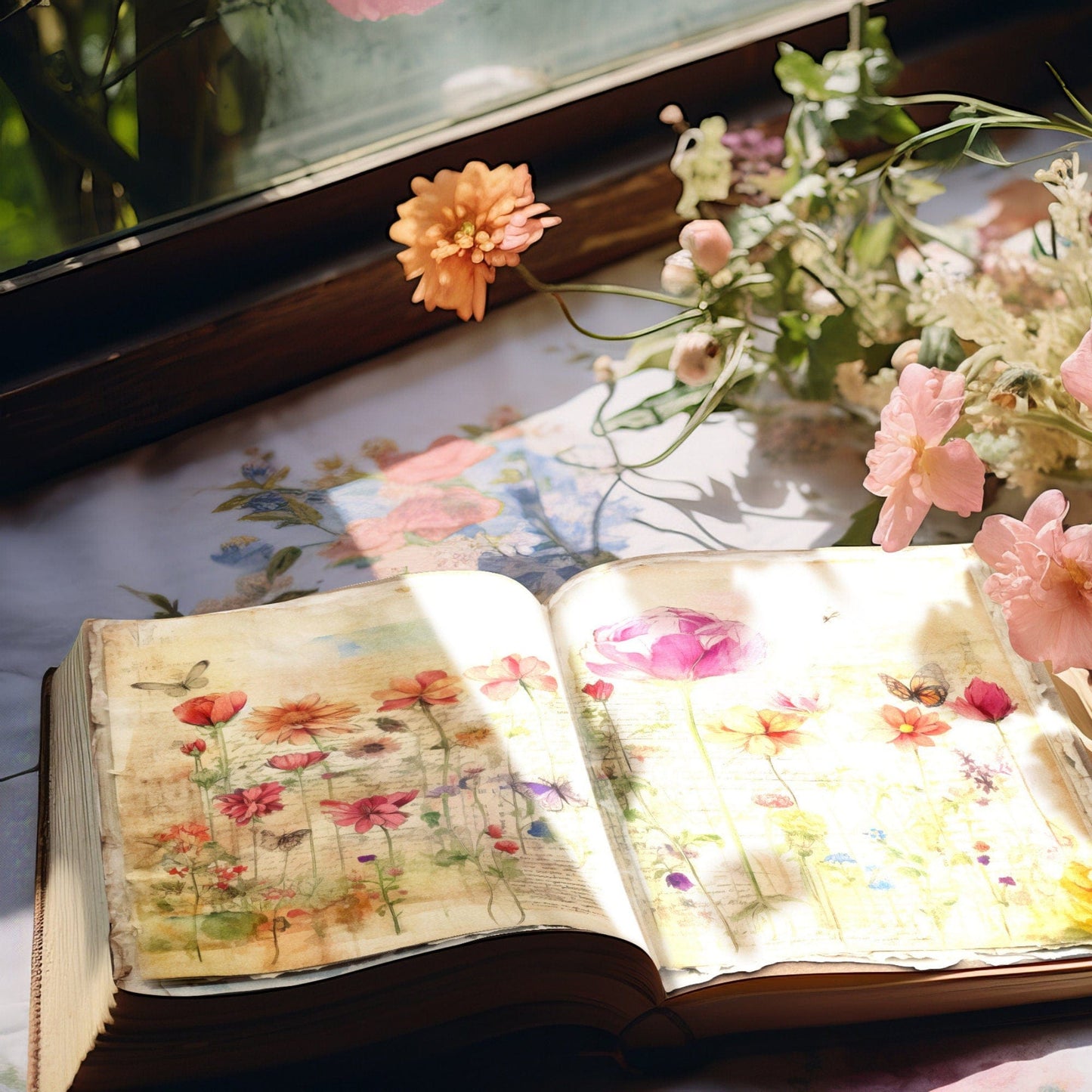 Summer Floral Junk Journal Pages Vol1