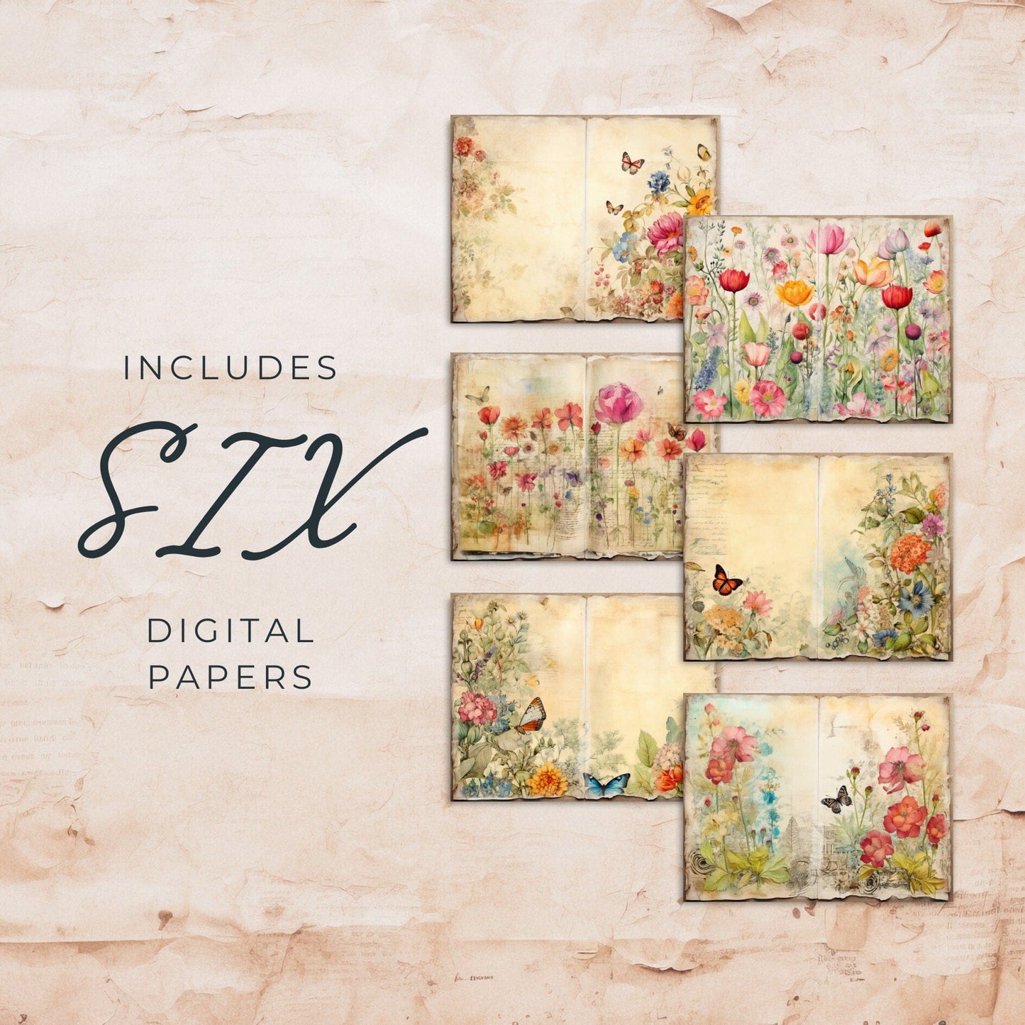 Summer Floral Junk Journal Pages Vol1