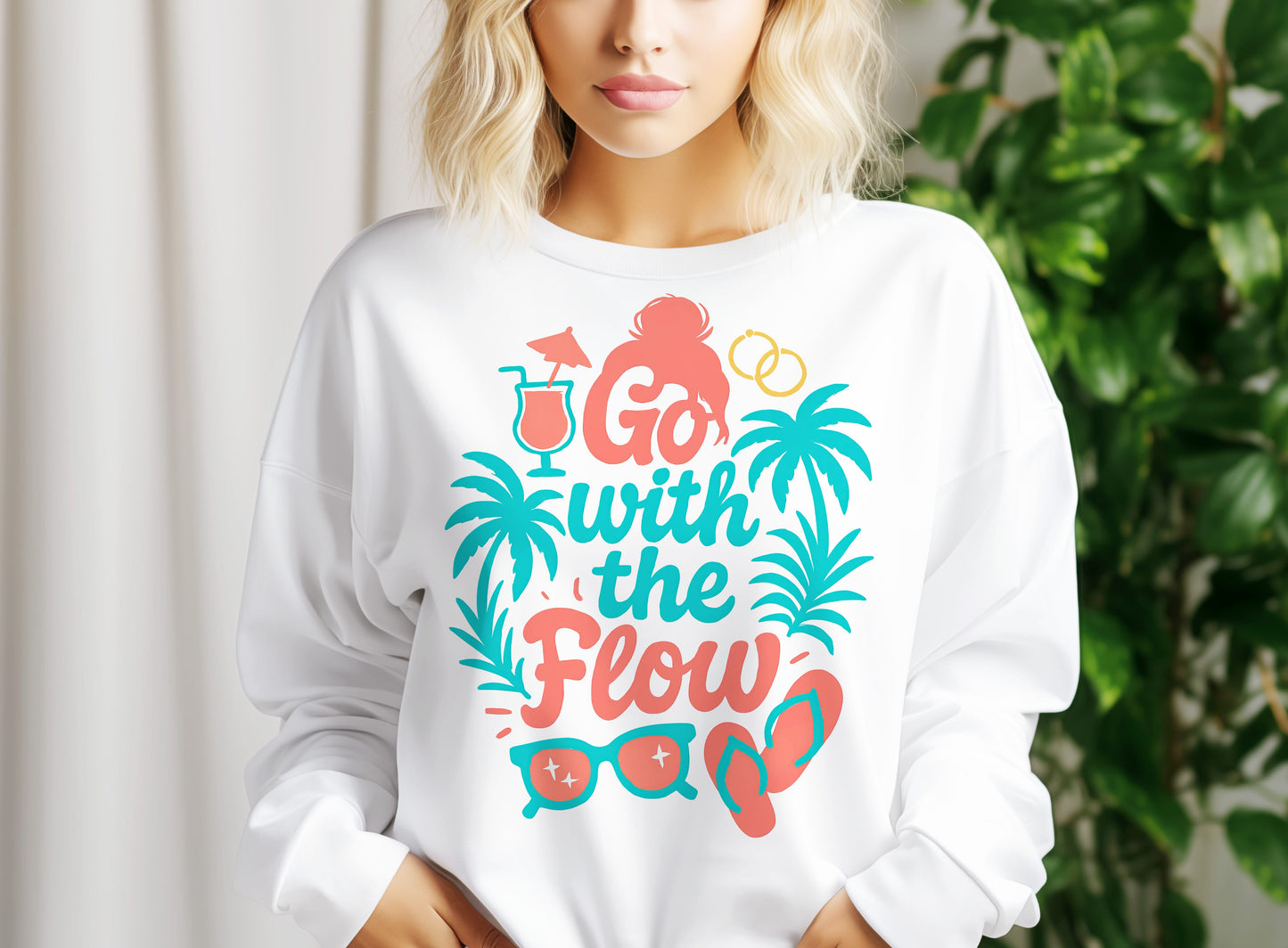 Summer tshirt design Go with the flow