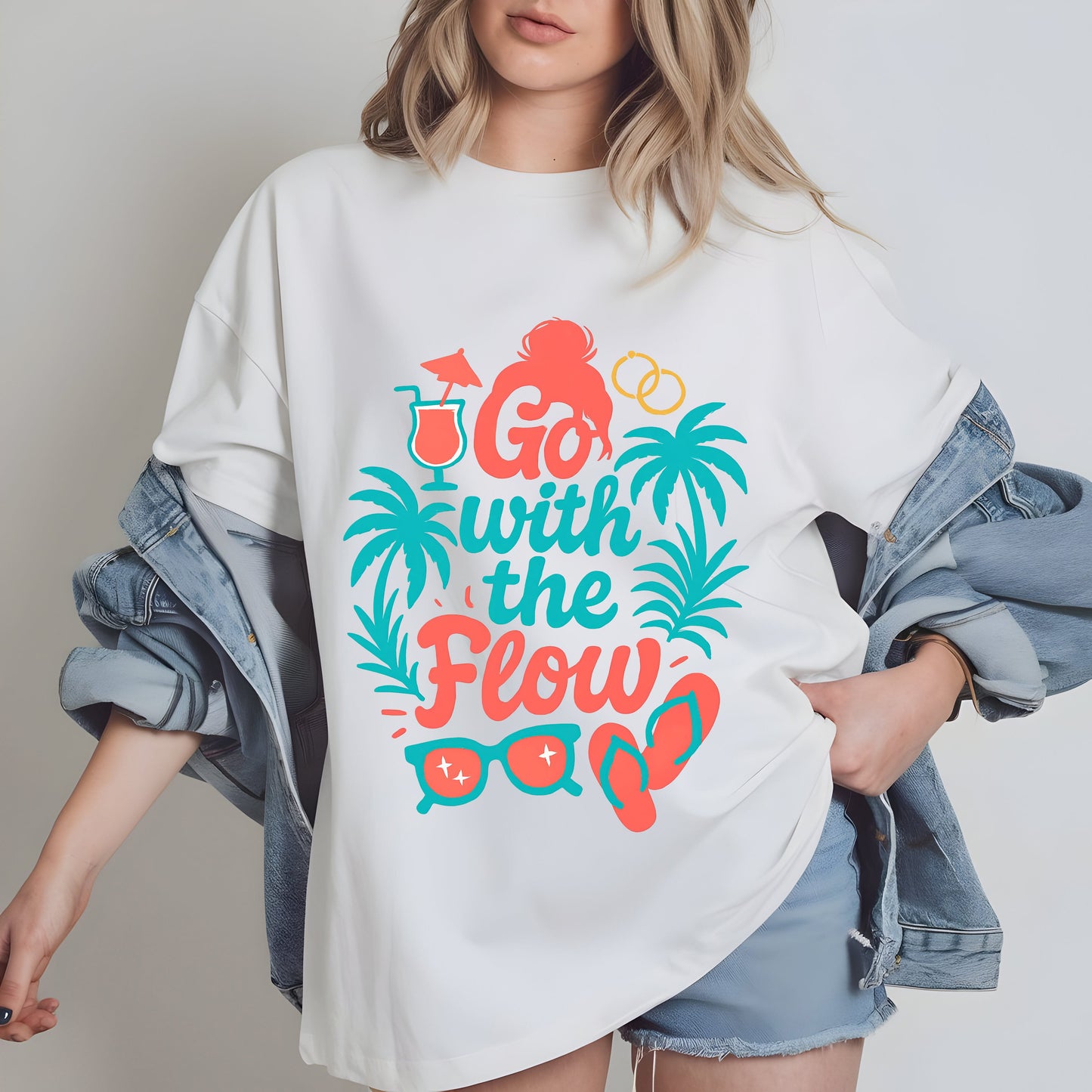 Summer tshirt design Go with the flow