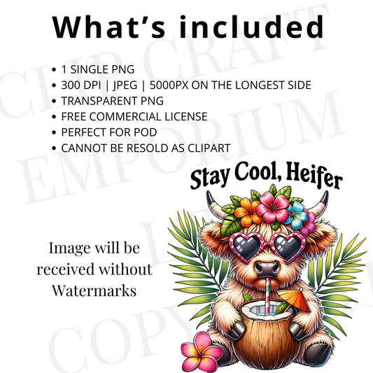 Summer Vibes Cow PNG