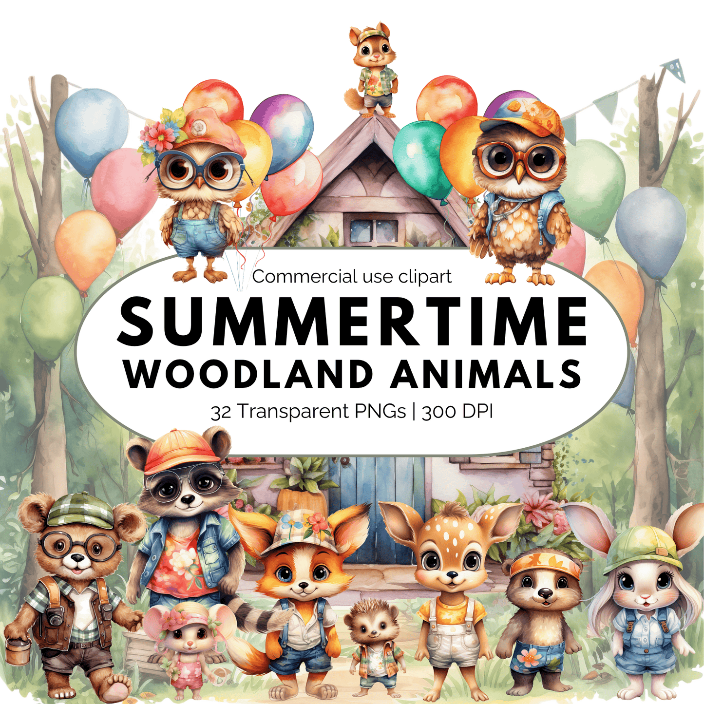 Summertime Woodland Animal Clipart
