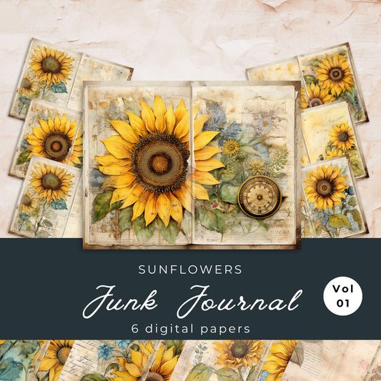 Sunflower Junk Journal Pages