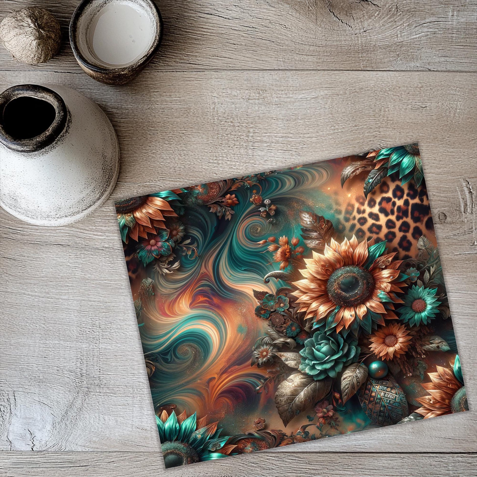 a placemat with a picture of flowers on it