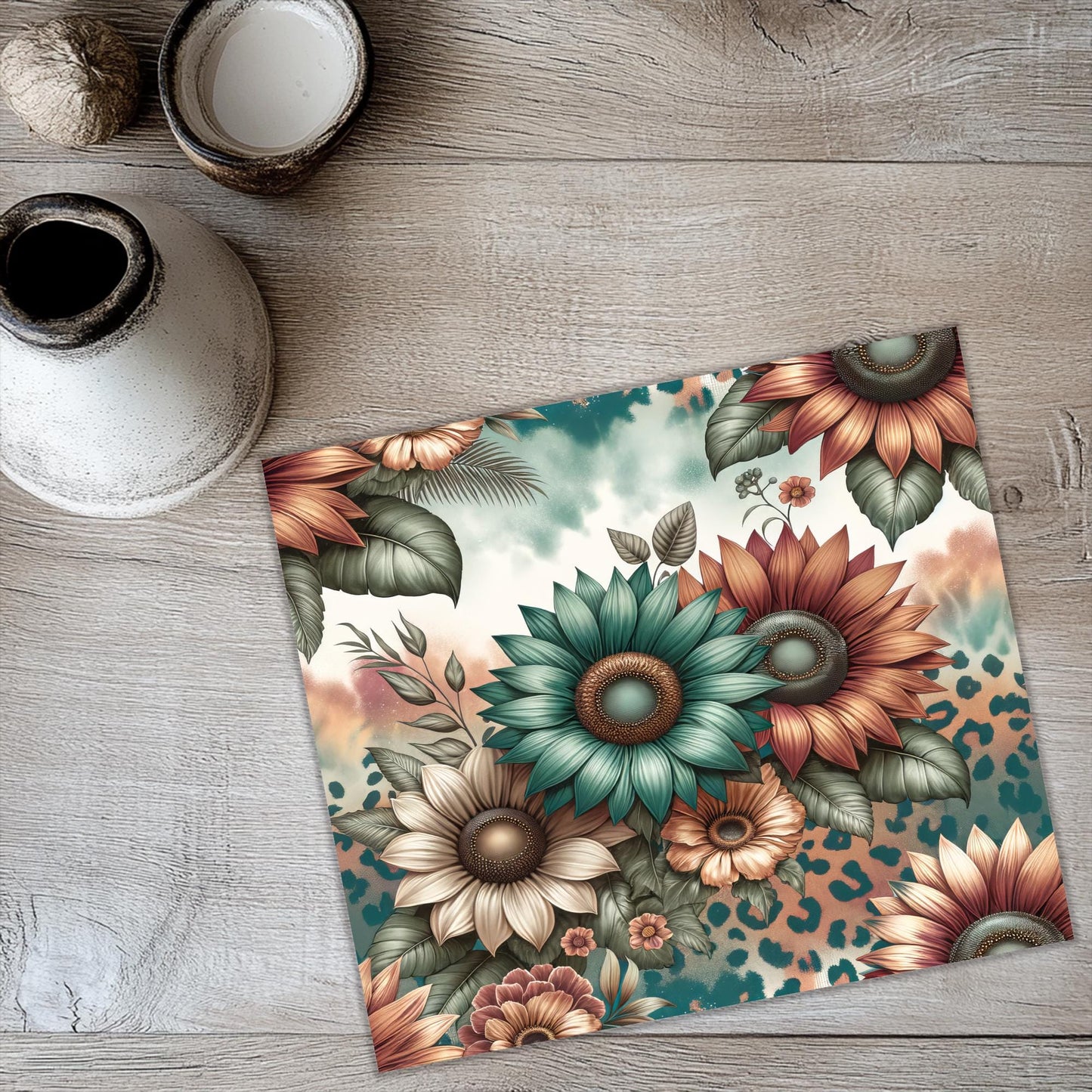 a picture of a place mat with a flower design