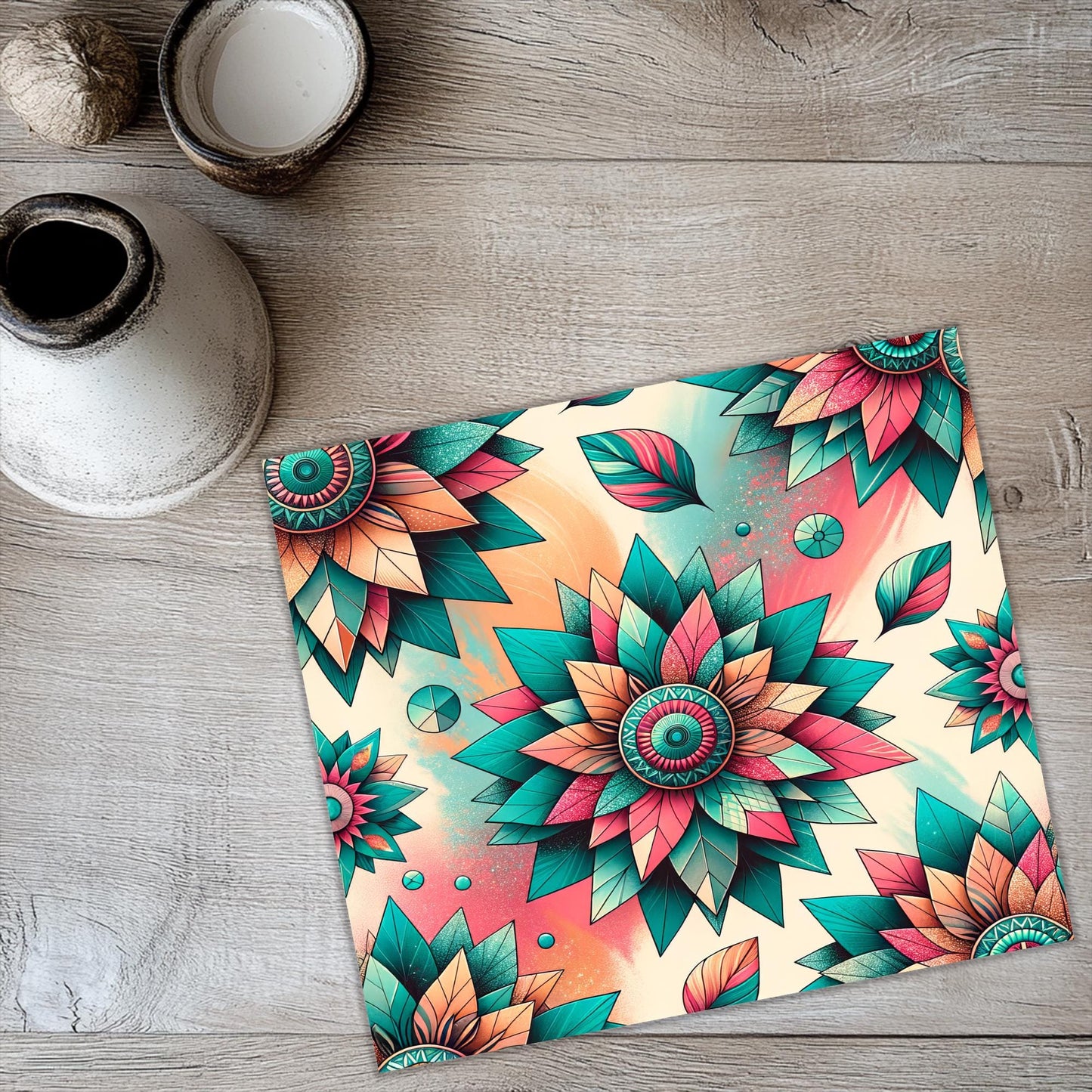 a place mat with a flower design on it