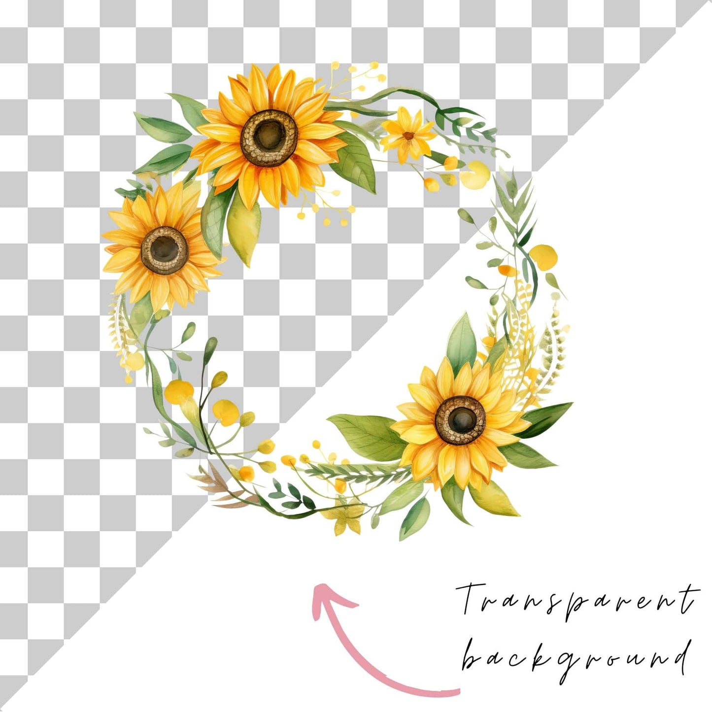 Sunflower Wreath Clipart Single