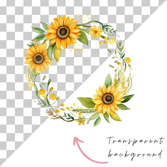 Sunflower Wreath Clipart Single