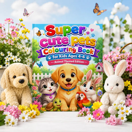 Super Cute Pets Colouring Book for Kids Ages 4–6 | Animal Printable Activity Book | PLR & MRR Included