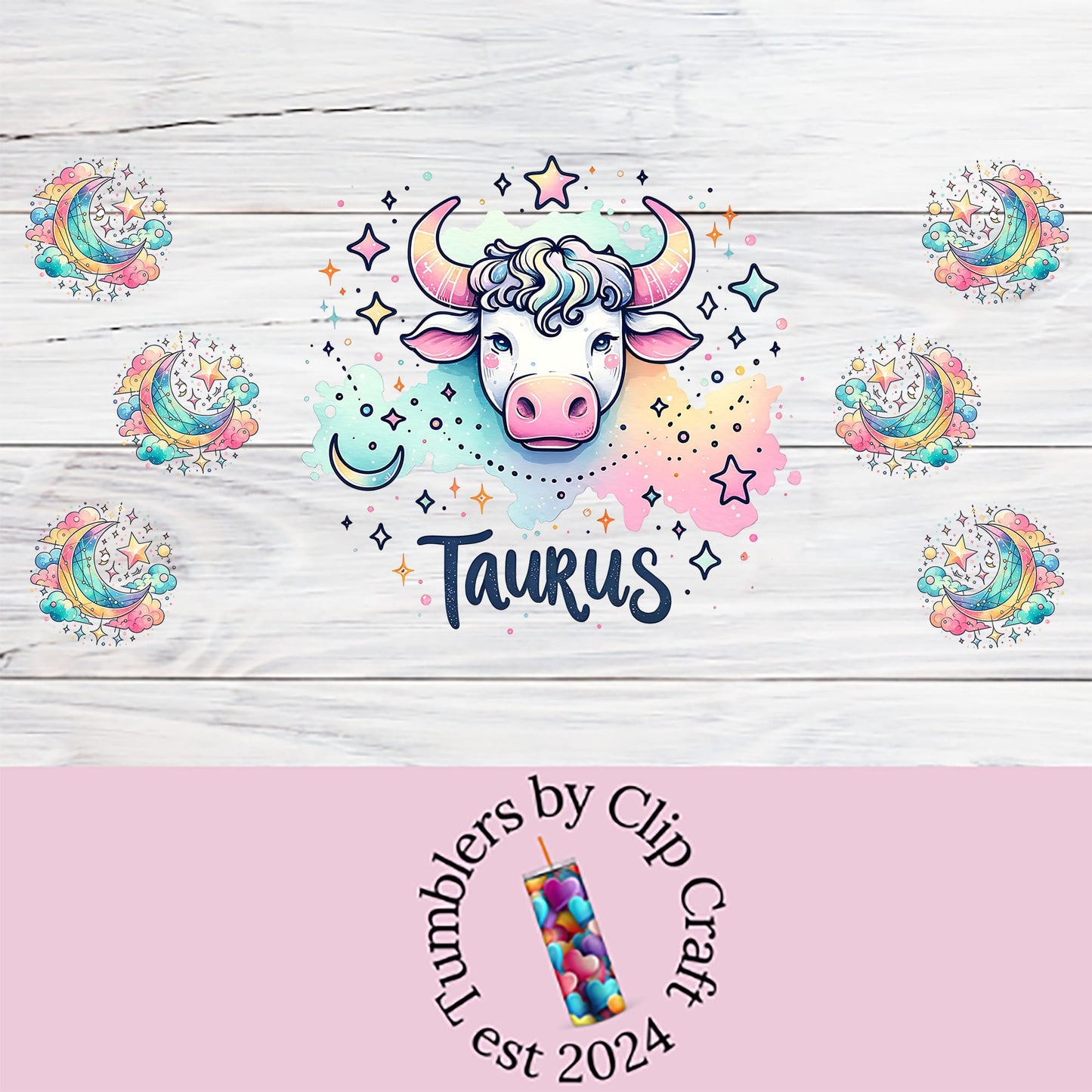 a picture of a cow on a wooden background