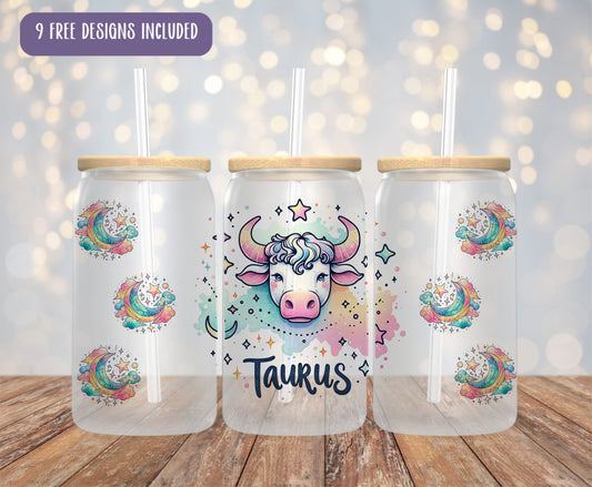three tumblers with a picture of a cow on them