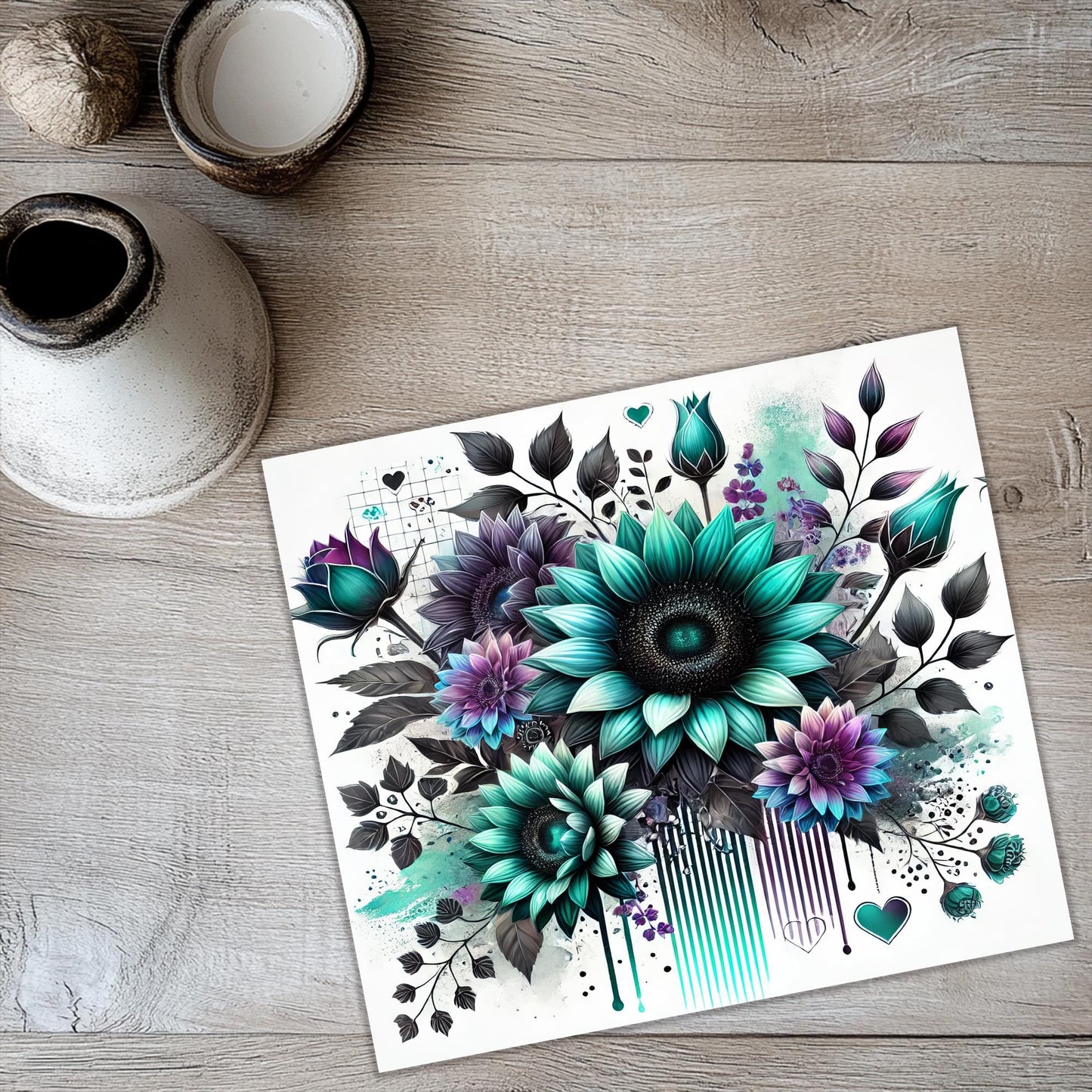 a picture of a flower on a table