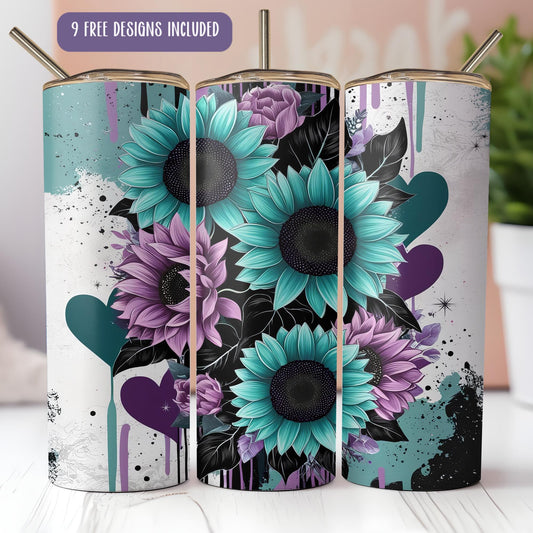 a set of three decorative vases with flowers painted on them