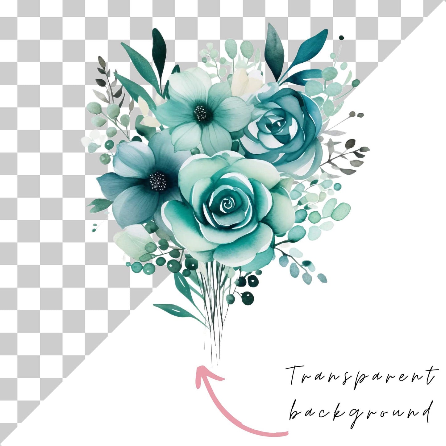 Teal Floral clipart