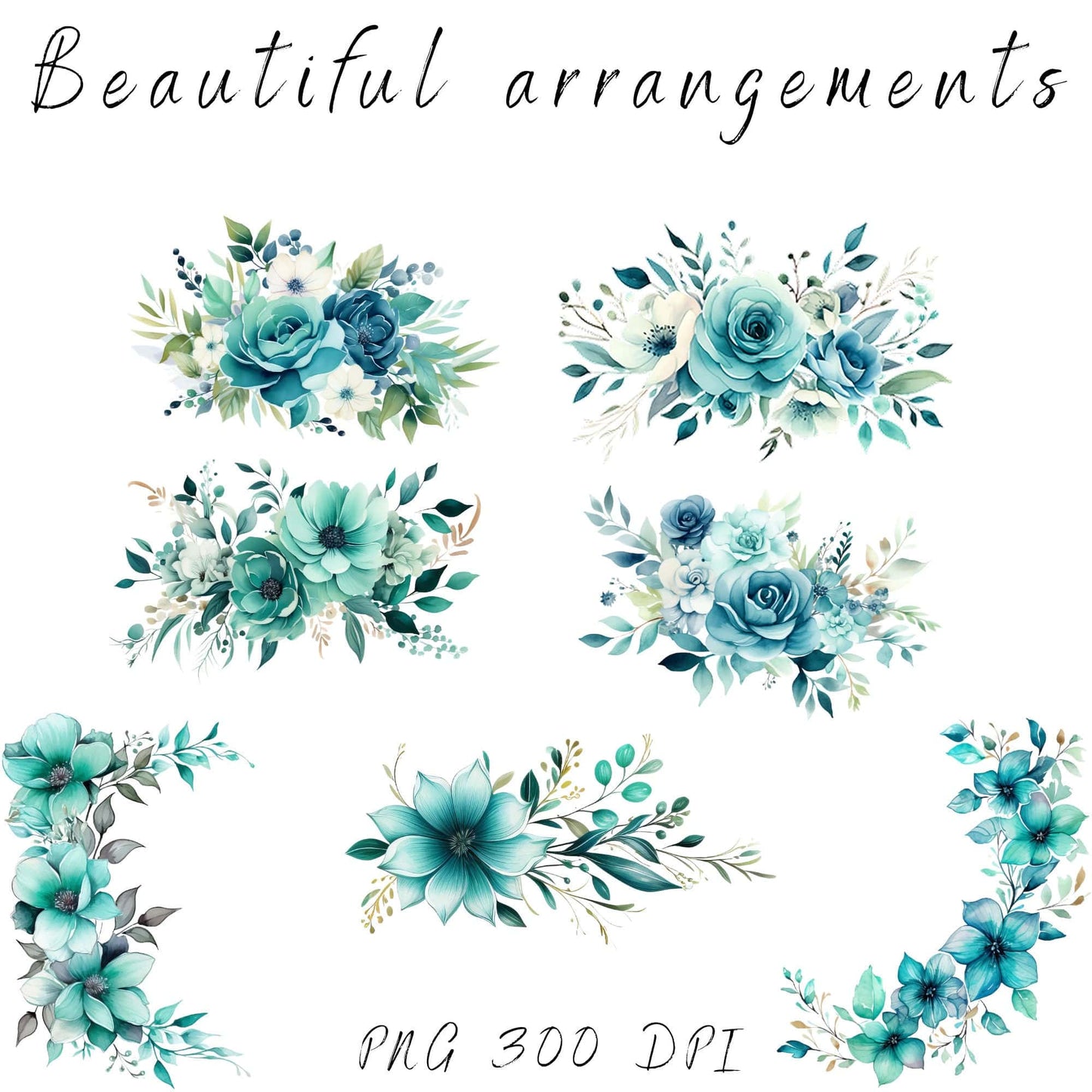 Teal Floral clipart
