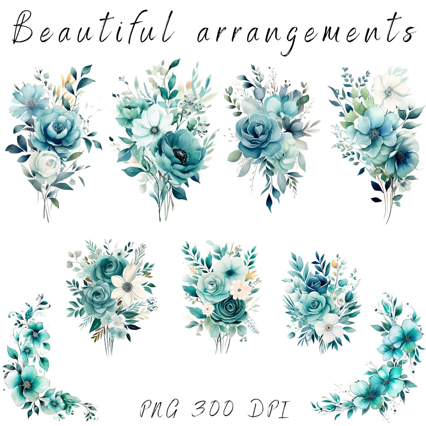 Teal Floral clipart