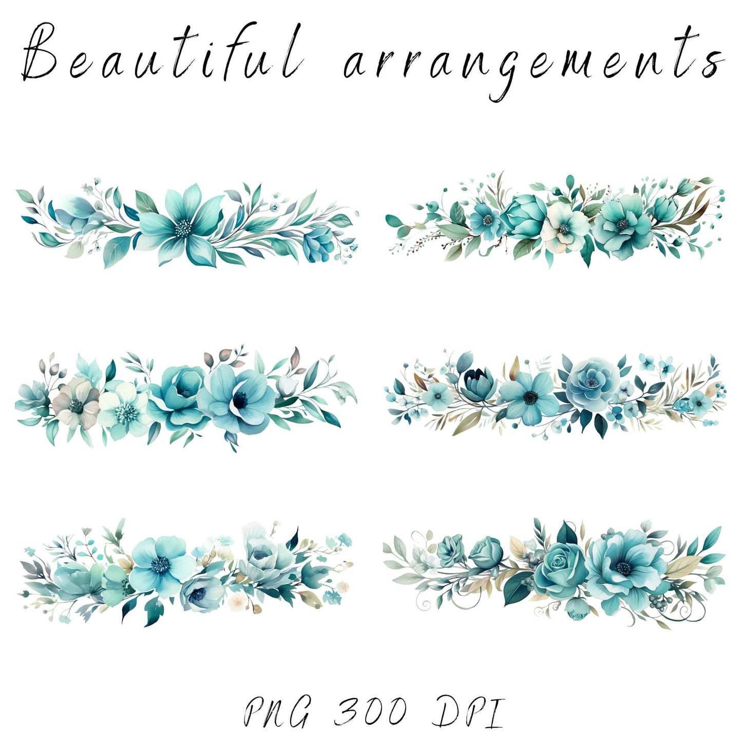 Teal Floral clipart